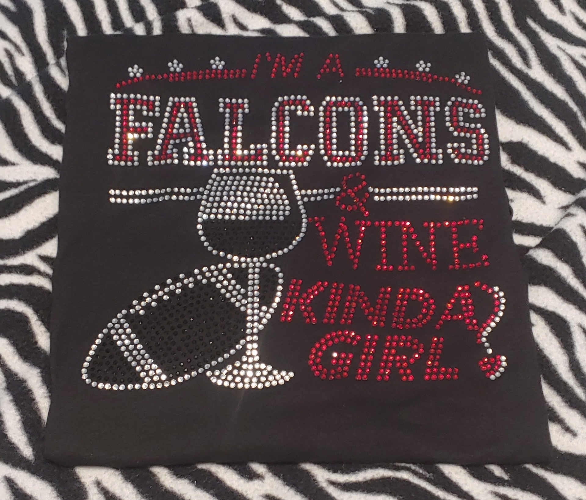 Falcons and Wine Girl Rhinestone T-Shirt – Tiarra's Bling Tees and More