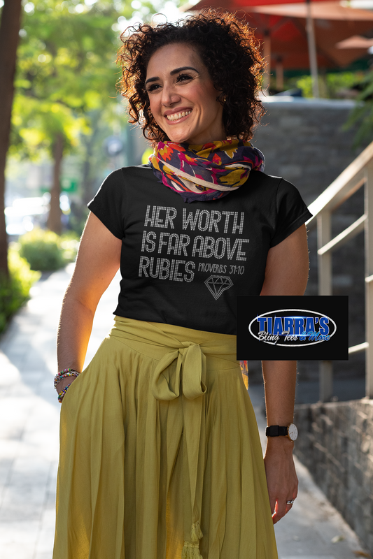 Her Worth Is Far Above Rubies Rhinestone T-Shirt