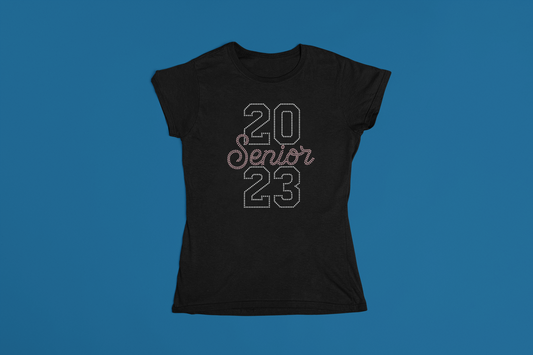 2023 Senior with Large Numbers Rhinestone T-Shirt