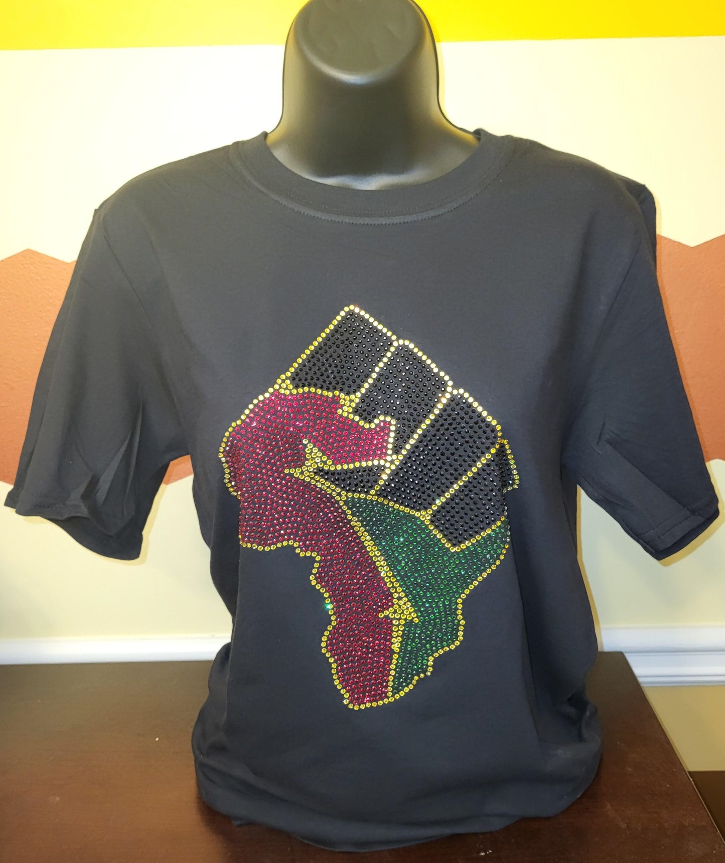Africa Fist Rhinestone T-Shirt