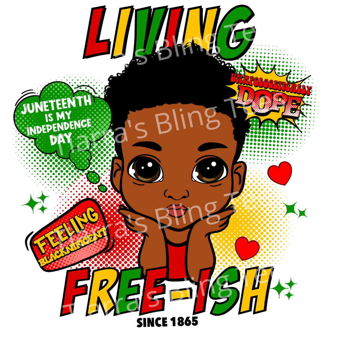 Youth Juneteenth Living Free-ish T-Shirt (Style 1)