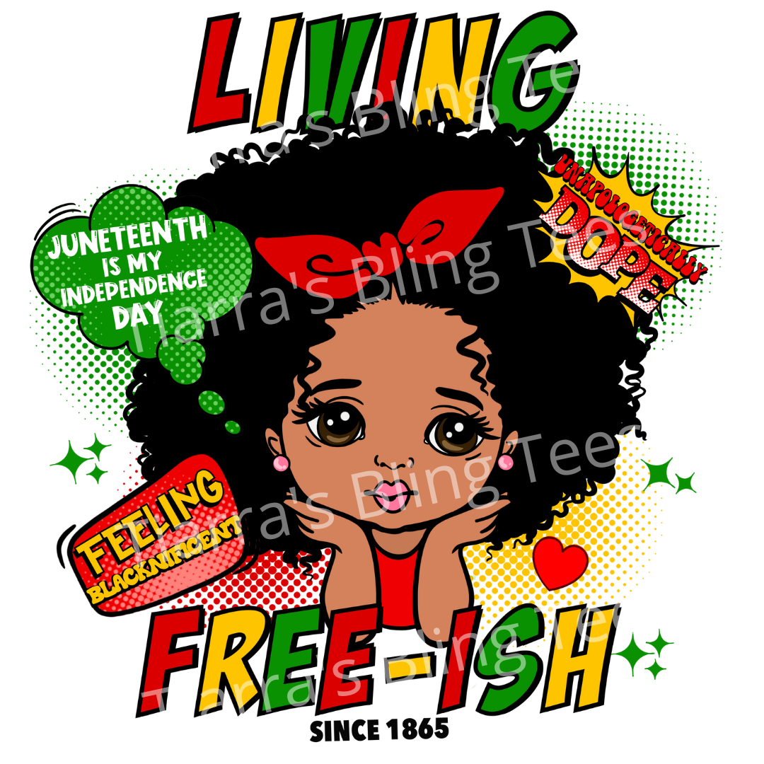 Youth Juneteenth Living Free-ish T-Shirt (Style 1)