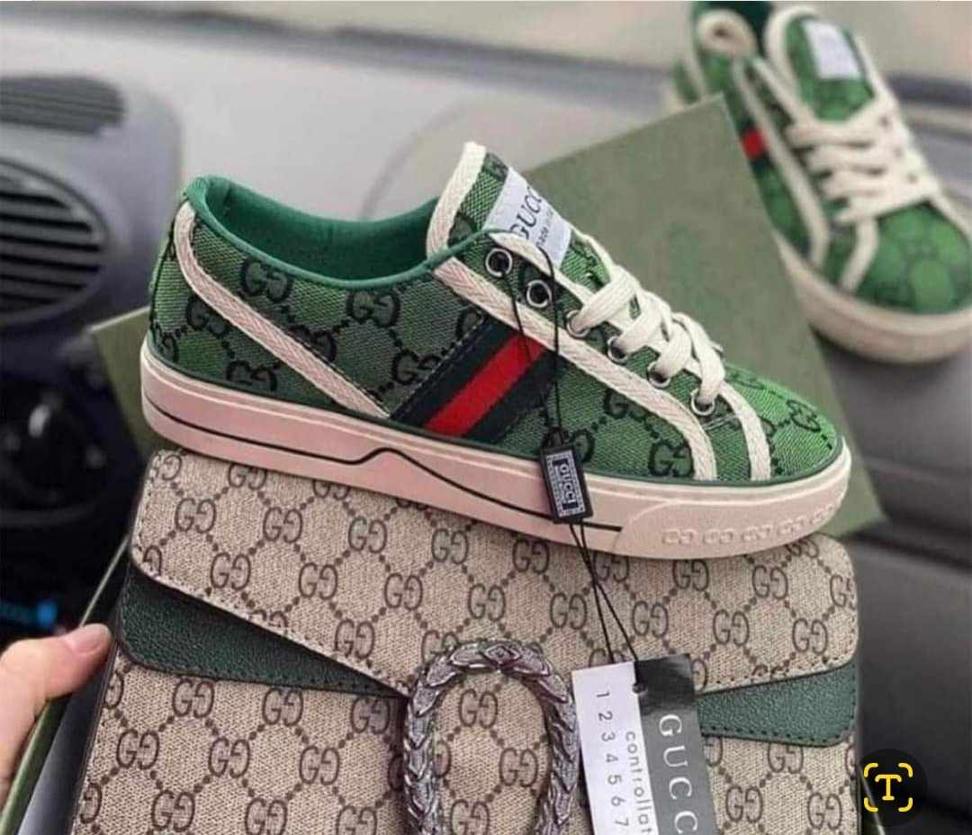 Green and Tan Sneaker & Purse Set