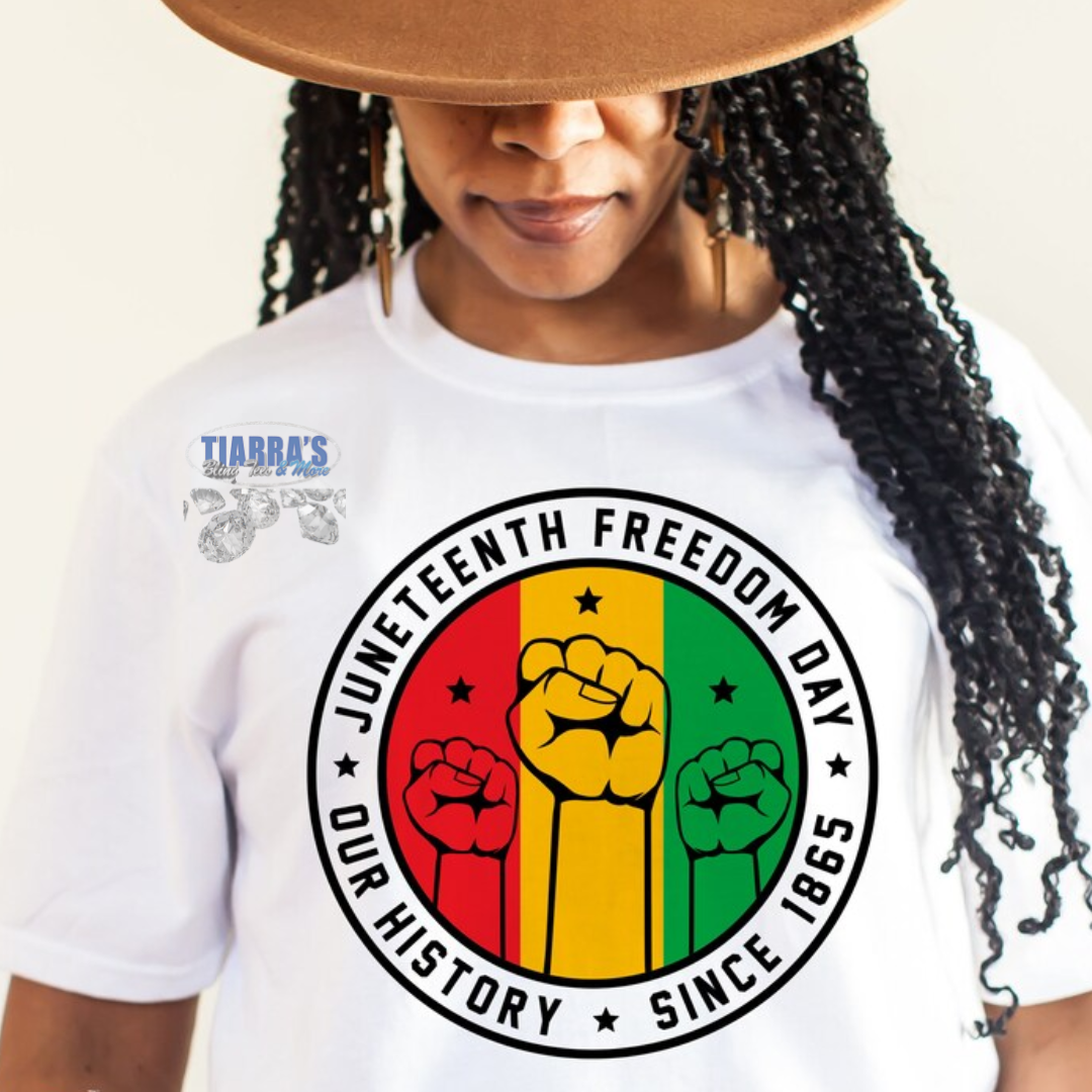 Circular Juneteenth Freedom Day T-Shirt with Fists