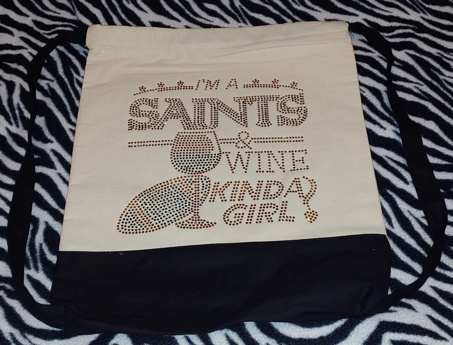 Saints and Wine Girl Tote Drawstring Backpack
