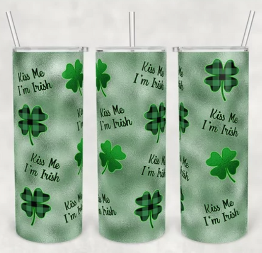 Kiss Me, I'm Irish Tumbler (Matching Coaster Available)