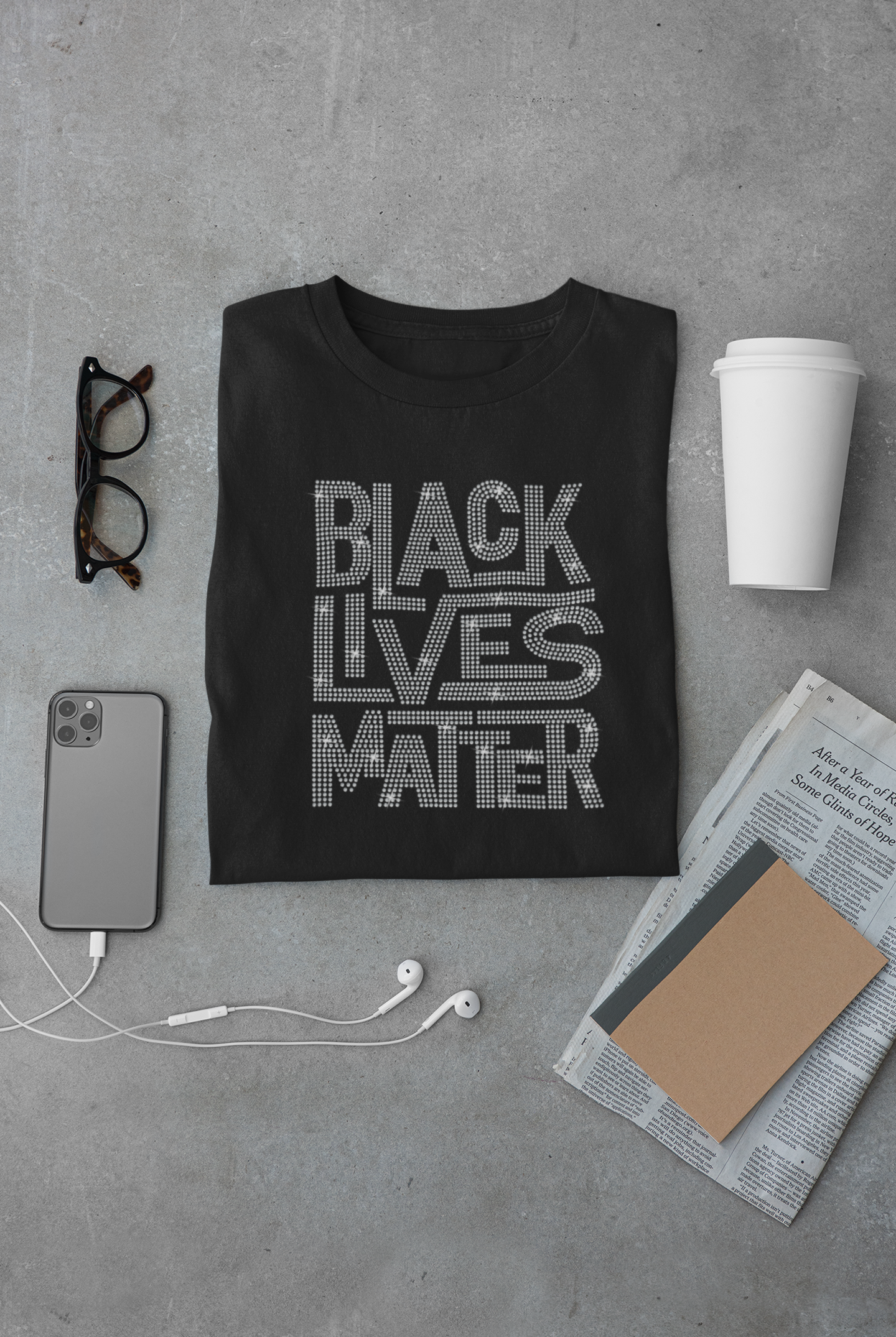 Rhinestone Black Lives Matter Shirt (Modern Script)