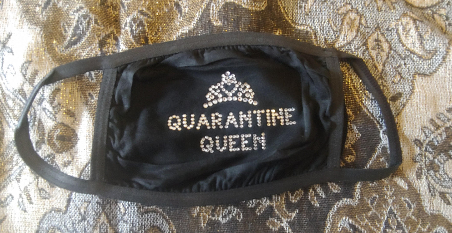 Rhinestone Quarantine Queen Face Cover
