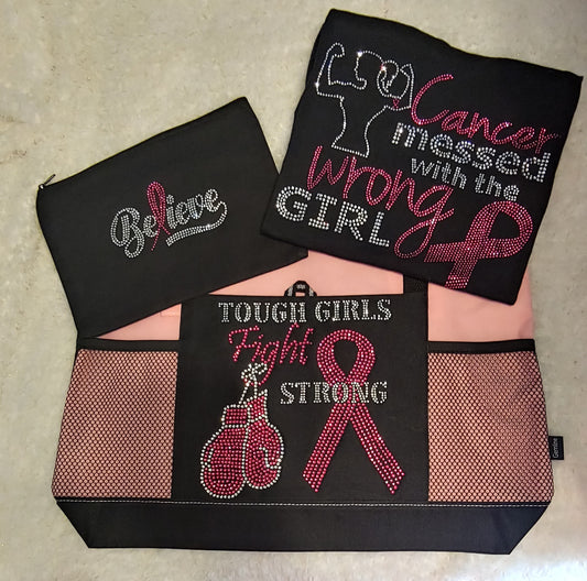 Breast Cancer Survivor Shirt, Tote and Makeup Bag Bundle