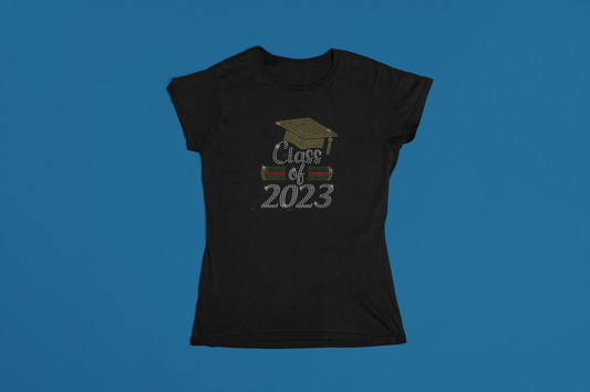 Class of 2023 with Stripes Rhinestone T-Shirt