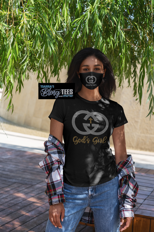 God's Girl Rhinestone Shirt/Mask