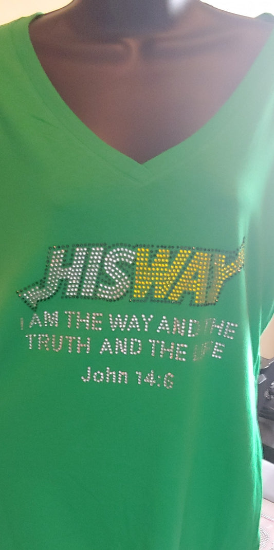 His Way - I am the Way, the Truth, and the Life Rhinestone T-Shirt