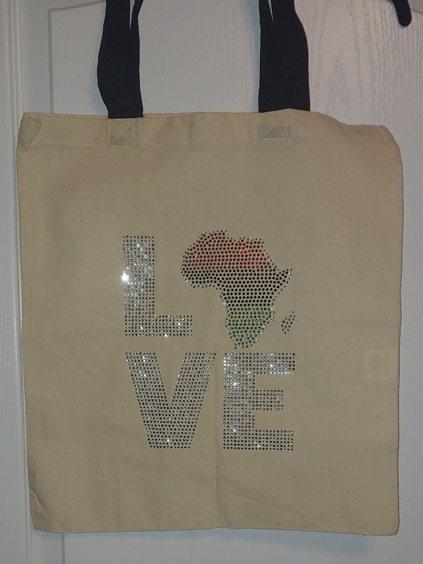 Love Africa Rhinestone Tote Bag