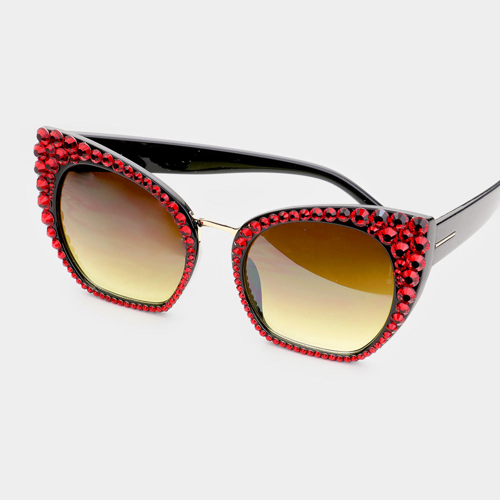 Stylish Red Rhinestone Sunglasses