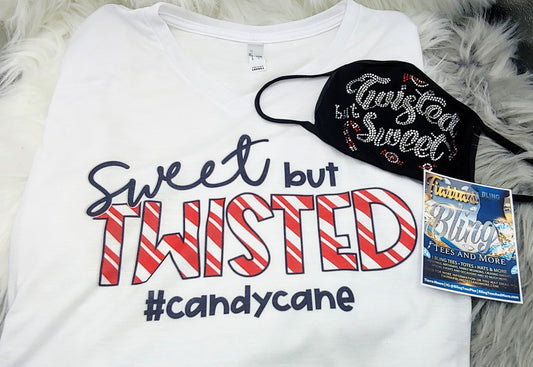Sweet, But Twisted Candy Cane Shirt/Mask Combo