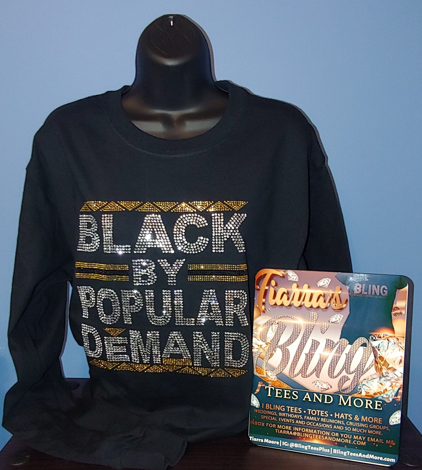 Black By Popular Demand Long-Sleeved Rhinestone Shirt Size Large