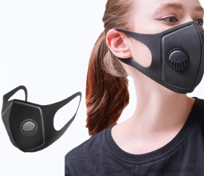 Adult Black Reuseable Face Cover with Respirator