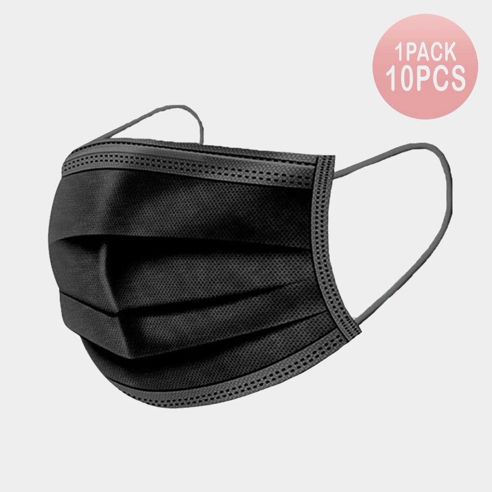 Black Disposable Face Masks - 10 Pack