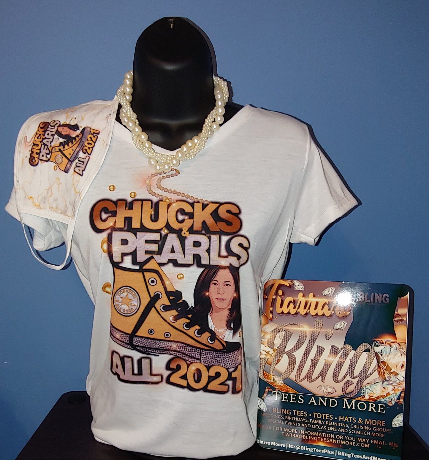 Chucks and Pearls T-Shirt. Multiple Image Colors Available.