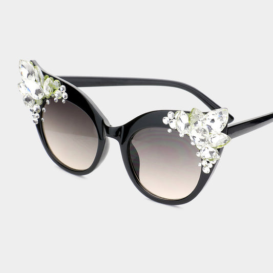 White Crystal Cat Eye Sunglasses