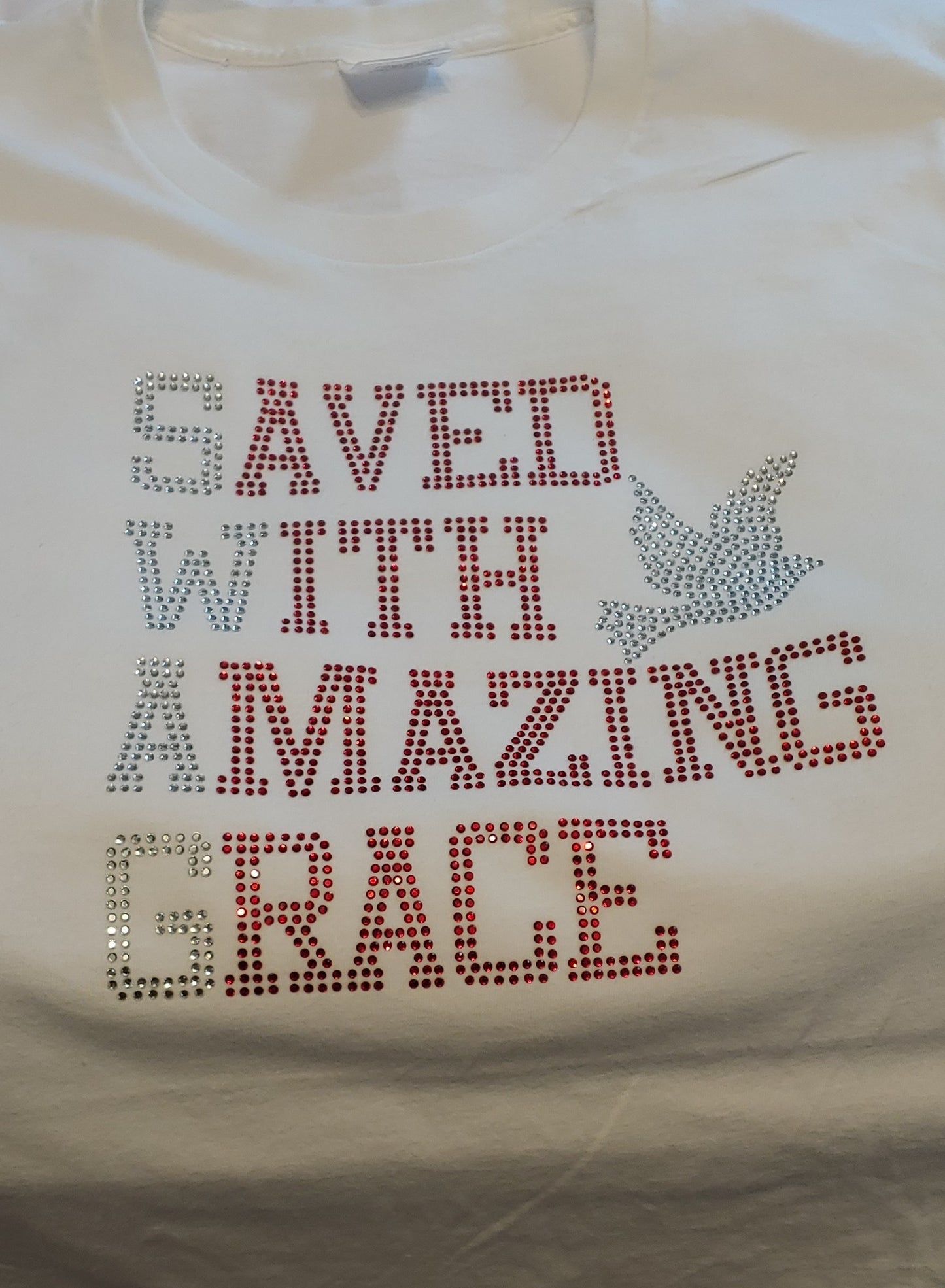 Saved With Amazing Grace Rhinestone Shirt - Size XL