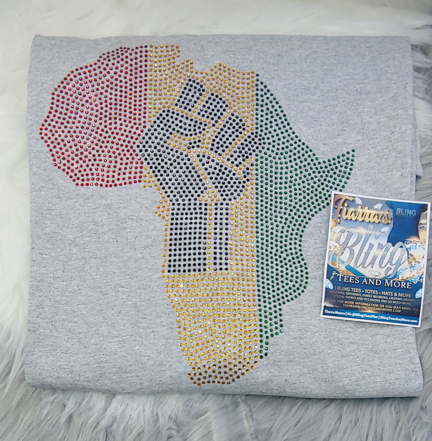Rhinestone Africa Black Power T-Shirt