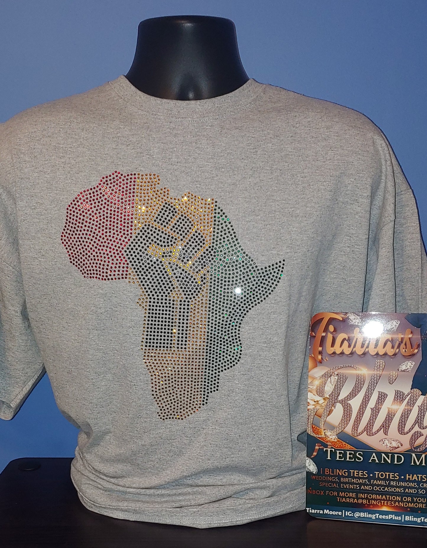 Rhinestone Africa Black Power T-Shirt