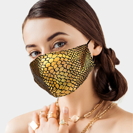 Gold Snakeskin Style Adult Face Mask