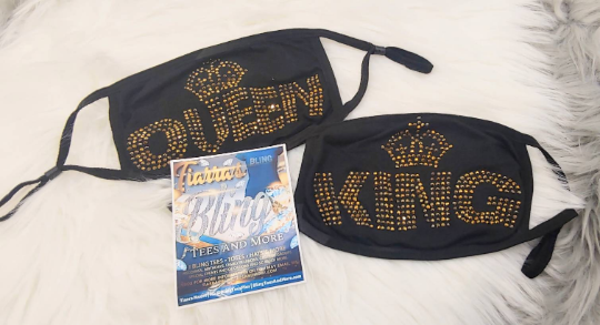 King/Queen Rhinestone Face Mask