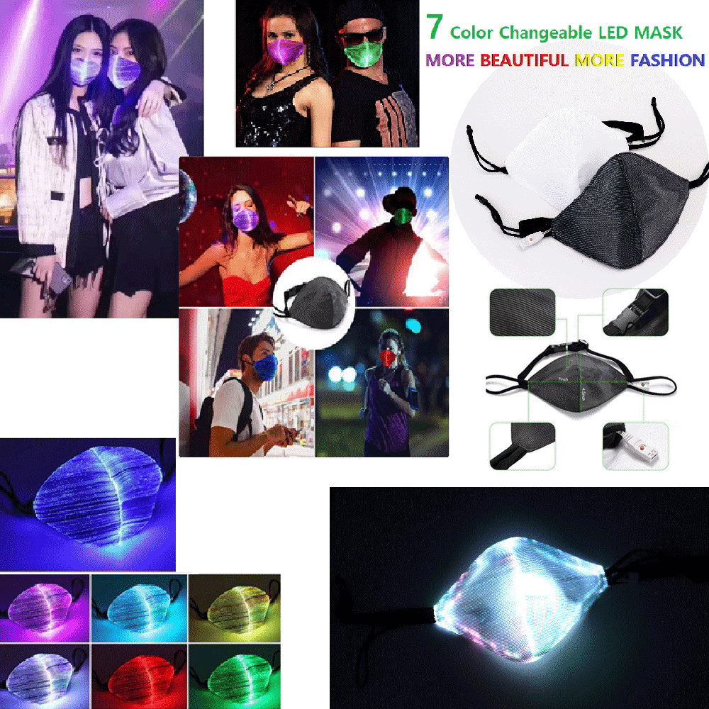 LED Color-Changing Adult Fashion Mask with 4 Glowing Modes