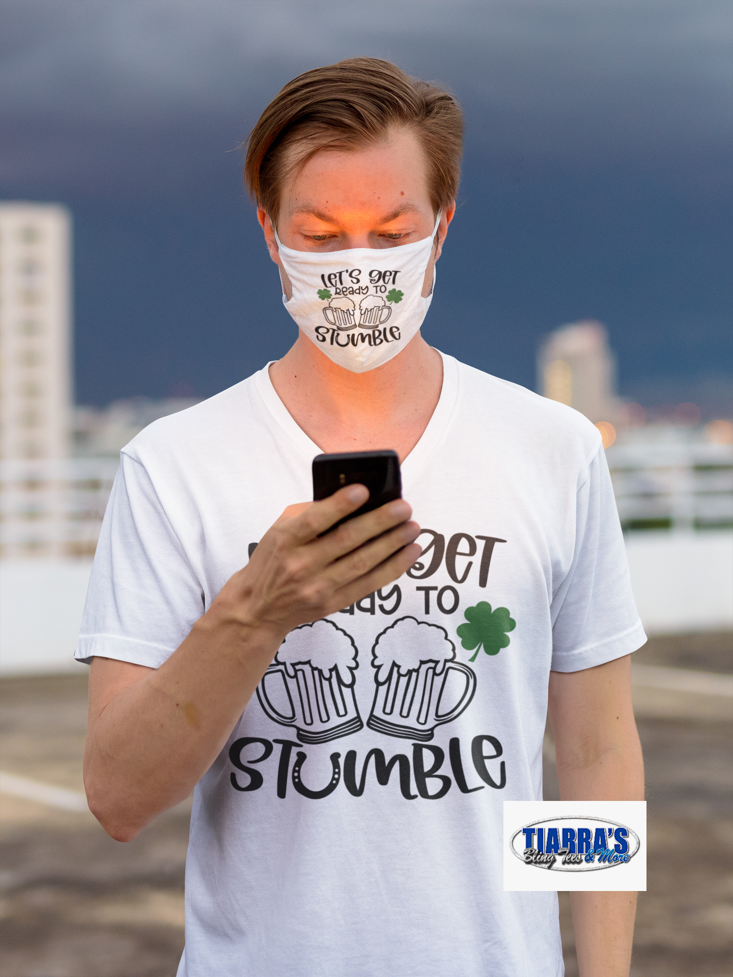 Let's Get Ready To Stumble T-Shirt w/ Optional Matching Mask
