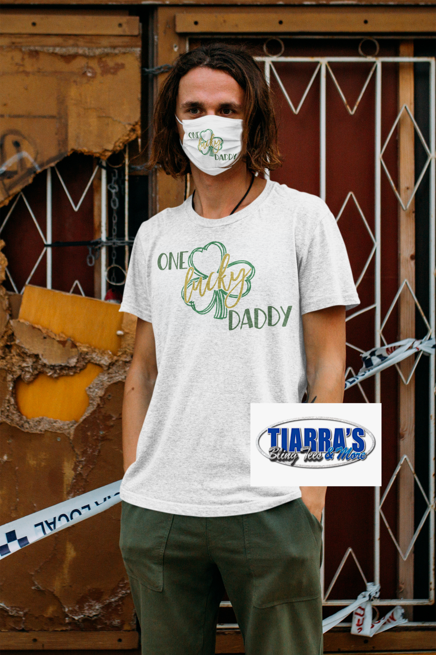 One Lucky Dad T-Shirt w/ Optional Matching Mask (2 Styles)