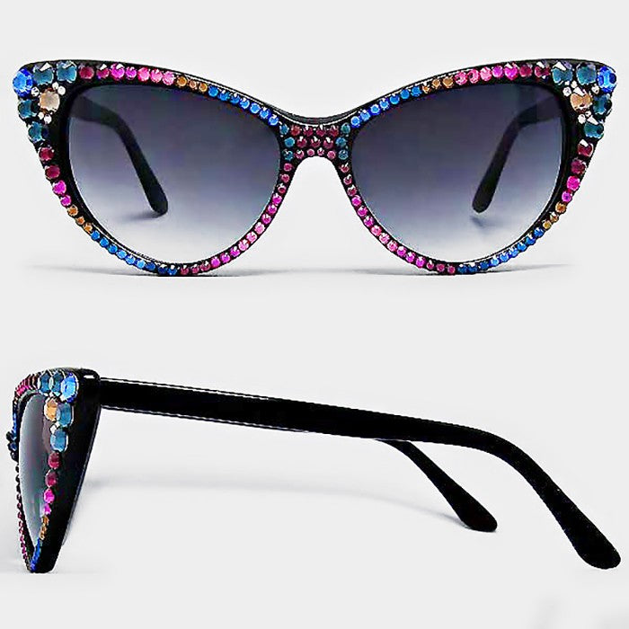 Multicolor Rhinestone Cat Eye Sunglasses
