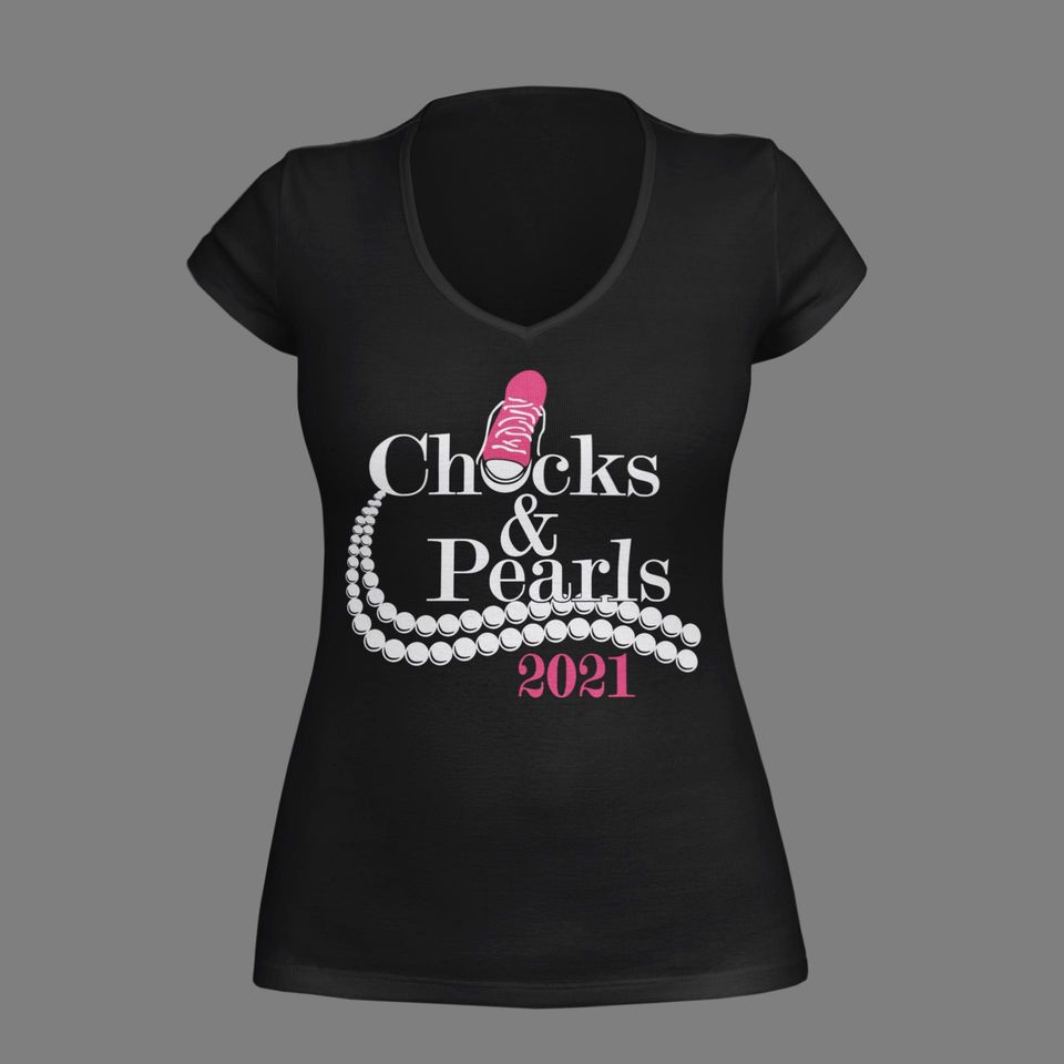 Chucks and Pearls Vinyl Shirt - Choose Your Shoe Color