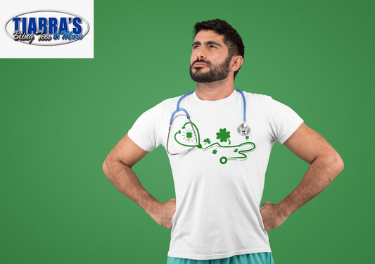 Stethoscope with Lucky Clovers T-Shirt w/ Optional Matching Mask
