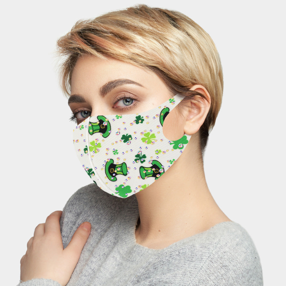 St. Patrick's Day Clover Print Face Mask - 2 Colors Available