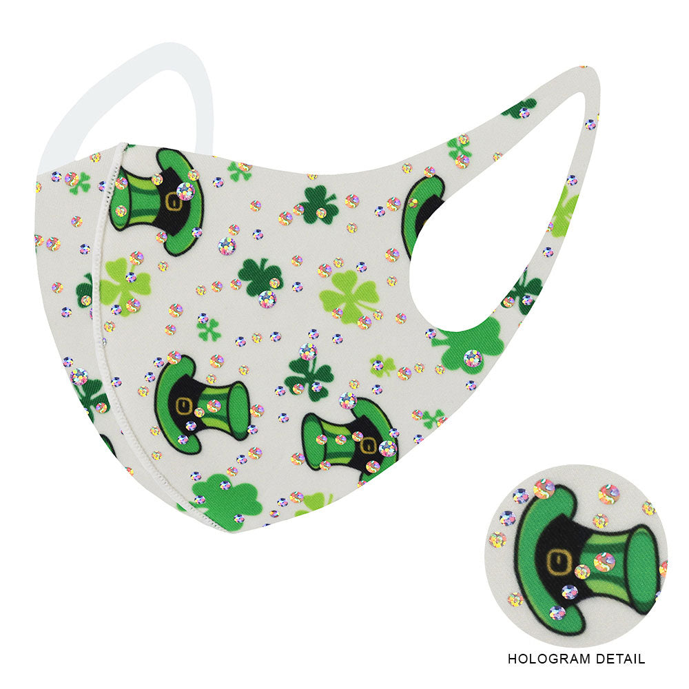 St. Patrick's Day Clover Print Face Mask - 2 Colors Available