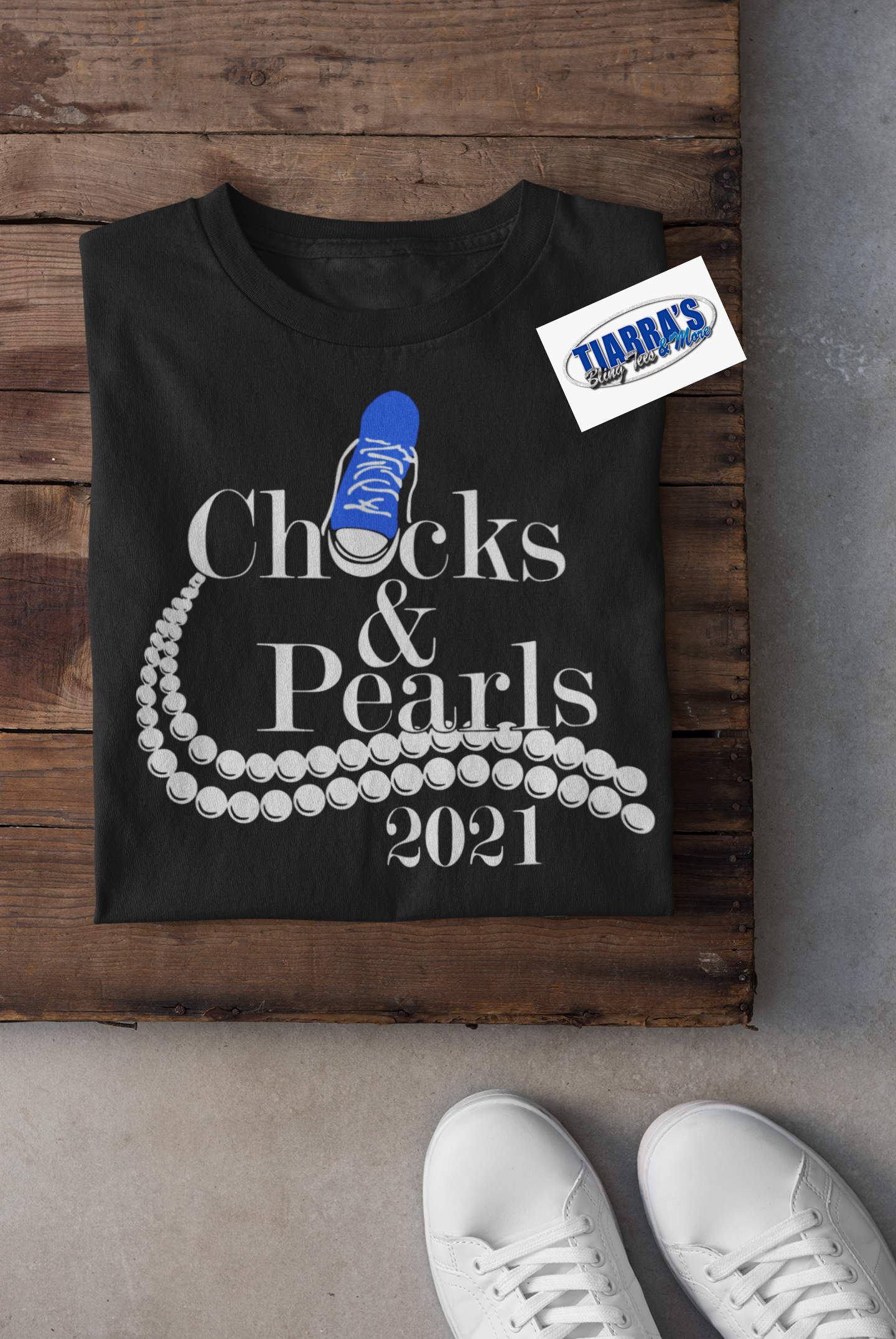 Chucks and Pearls Vinyl Shirt - Choose Your Shoe Color