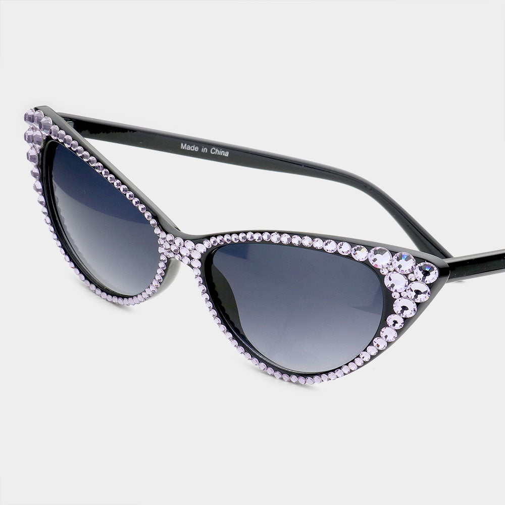 Violet Rhinestone Cat Eye Sunglasses