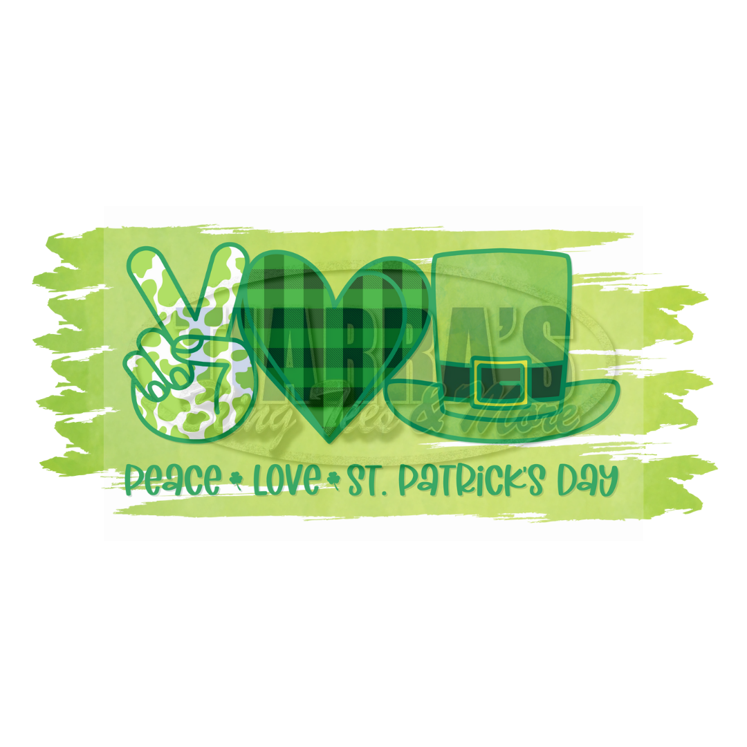 Peace, Love, St. Patrick's Day T-Shirt w/ Optional Matching Mask (2 Styles)