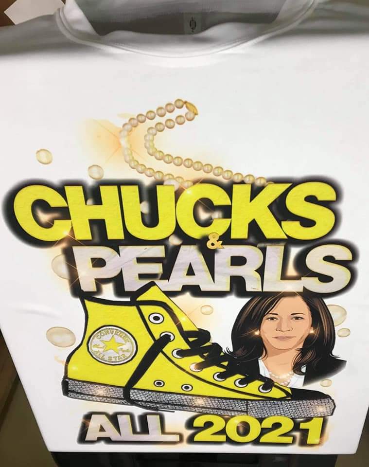 Chucks and Pearls T-Shirt. Multiple Image Colors Available.